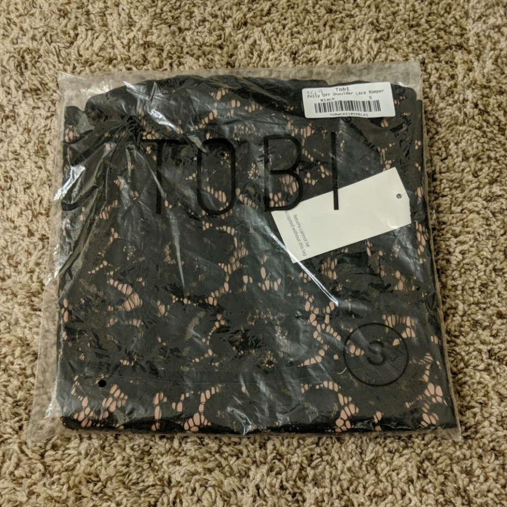 Tobi black lace romper